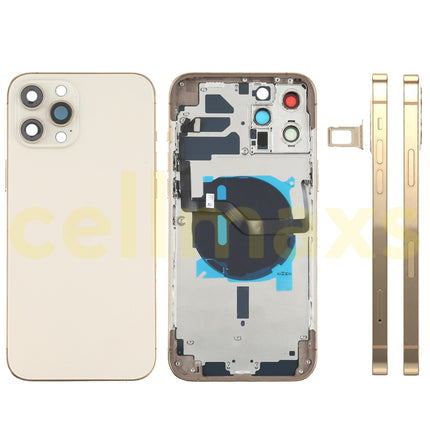 Cellmaxs For iPhone 12 Mini Pro Max Back Housing Cover Replacement With Wireless Charging Power Volume Flex Camera Lens Button Keys Sim Card Tray Free Tools