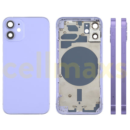 Cellmaxs For iPhone 12 Mini Back Housing Cover Replacement With Wireless Charging Power Volume Flex Camera Lens Button Keys Sim Card Tray Free Tools