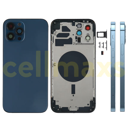 Cellmaxs For iPhone 12 Mini Pro Max Back Housing Cover Replacement With Power Volume Button Keys Camera Lens Sim Card Tray Free Tools