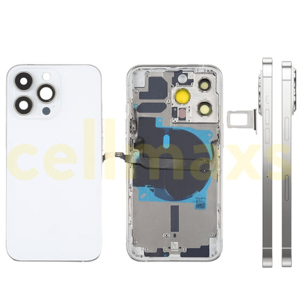Cellmaxs For iPhone 13 Pro Max Back Housing Cover Replacement With Wireless Charging Power Volume Flex Camera Lens Button Keys Sim Card Tray Free Tools