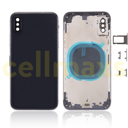 Cellmaxs For iPhone XS Back Housing Cover Replacement With Wireless Charging Power Volume Flex Camera Lens Button Keys Sim Card Tray Free Tools