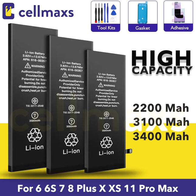 For iPhone 5S SE 6 6s 7 8 SE 2020 X XS XR MAX 11 12 13 14 Mini Plus Pro Max High Capacity Battery