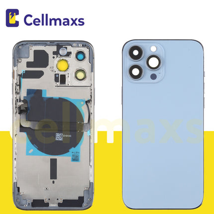 For iPhone 13 Pro Back Housing Cover Replacement With Wireless Charging Power Volume Flex Camera Lens Button Keys Sim Card Tray Free Tools