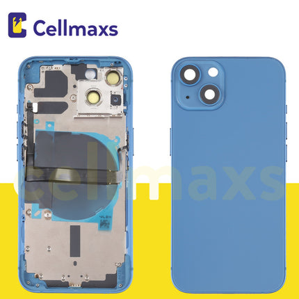 For iPhone 13 Back Housing Cover Replacement With Wireless Charging Power Volume Flex Camera Lens Button Keys Sim Card Tray Free Tools
