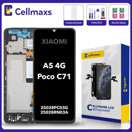 For XIAOMI REDMI A5 4G Poco C71 25028PC03G 25028RN03A 25028PC03I 25028RN03I 25028RN03Y LCD Touch Screen Replacement With Frame
