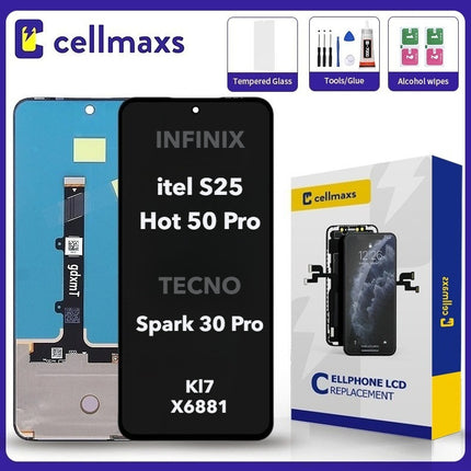 For TECNO Spark 30 Pro INFINIX Hot 50 Pro 4G ITEL S25 KL7 S685LN X6881 LCD AMOLED Touch Screen Replacement