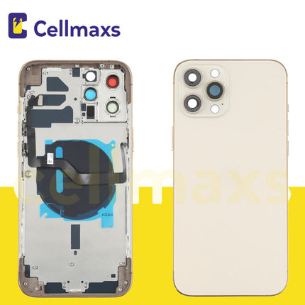 For iPhone 12 Pro Max Back Housing Cover Replacement With Wireless Charging Power Volume Flex Camera Lens Button Keys Sim Card Tray Free Tools