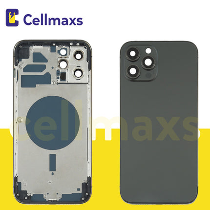 For iPhone 12 Pro Max Back Housing Cover Replacement With Wireless Charging Power Volume Flex Camera Lens Button Keys Sim Card Tray Free Tools