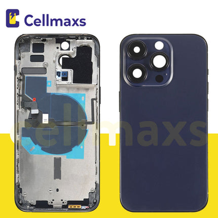 For iPhone 14 Pro Max Back Housing Cover Replacement With Wireless Charging Power Volume Flex Camera Lens Button Keys Sim Card Tray Free Tools