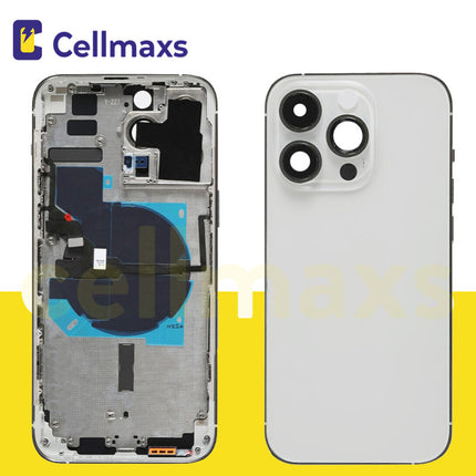For iPhone 14 Pro Max Back Housing Cover Replacement With Wireless Charging Power Volume Flex Camera Lens Button Keys Sim Card Tray Free Tools