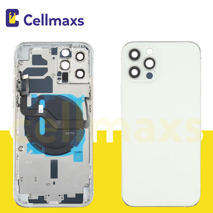 For iPhone 12 Pro Max Back Housing Cover Replacement With Wireless Charging Power Volume Flex Camera Lens Button Keys Sim Card Tray Free Tools