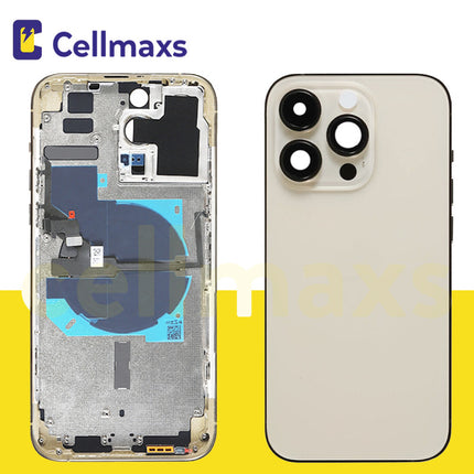 For iPhone 14 Pro Max Back Housing Cover Replacement With Wireless Charging Power Volume Flex Camera Lens Button Keys Sim Card Tray Free Tools