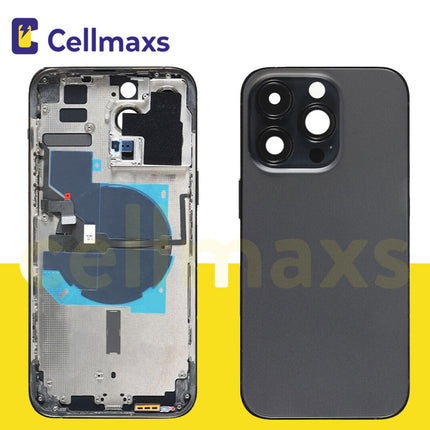For iPhone 14 Pro Max Back Housing Cover Replacement With Wireless Charging Power Volume Flex Camera Lens Button Keys Sim Card Tray Free Tools