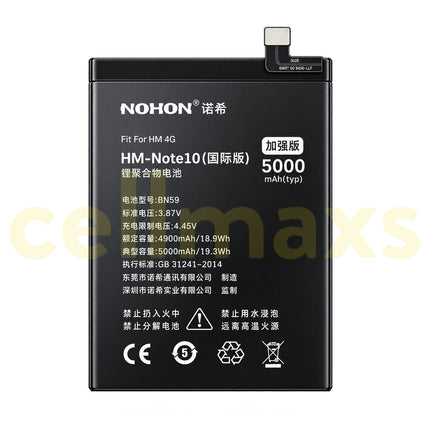 Nohon Battery BN59 5000mAh For Xiaomi Redmi Note 10 10s 4G M2101K7AI M2101K7AG M2101K7BG M2101K7BI Battery Replacement With Tools Adhesive