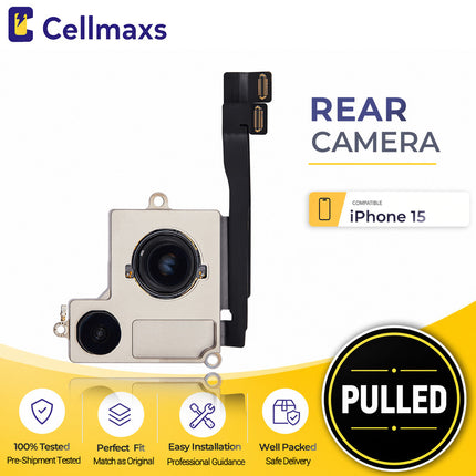 Cellmaxs For iPhone 15 Back Rear Camera Module Replacement with Programmed Flex No Pop-Up Option