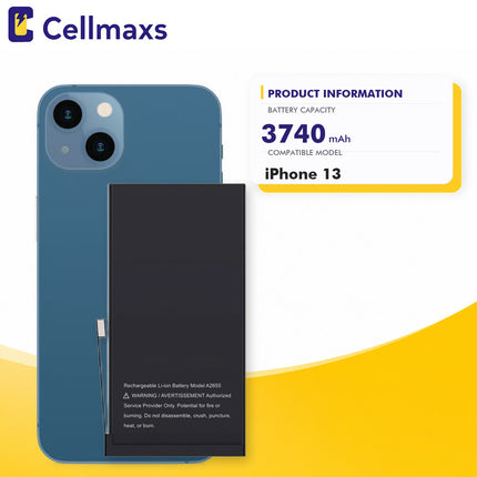 Cellmaxs Diagnostic Battery For iPhone 13 3740mAh Pass Repair Assistant Battery Replacement With Tools Adhesive