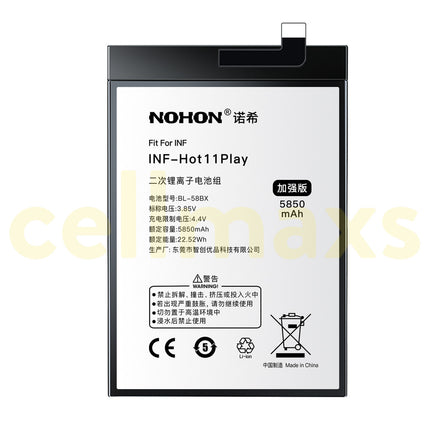Nohon Battery BL-58BX 6000mAh For Infinix Hot 9 10 11 20 30 Play X680 X688B X688C X6825 Battery Replacement With Tools Adhesive