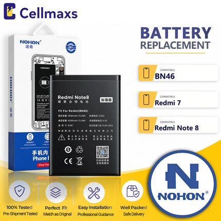Nohon Battery BN46 4000mAh For Xiaomi Redmi 7 Note 8 8T M1810F6LG M1810F6LH M1908C3JH M1908C3JG M1908C3XG Battery Replacement With Tools Adhesive
