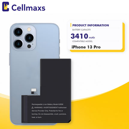 Cellmaxs Diagnostic Battery For iPhone 13 Pro 3410mAh Pass Repair Assistant Battery Replacement With Tools Adhesive