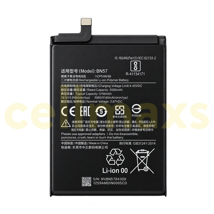 Cellmaxs Battery BN57 5160mAh For Xiaomi Poco X3 NFC Pro Battery Replacement With Tools Adhesive