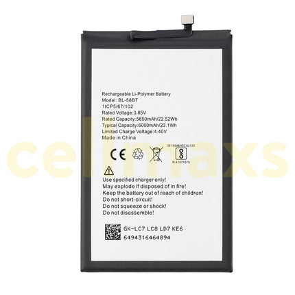 Cellmaxs Battery BL-58BT 6000mAh For Tecno Spark 6 Air Pouvoir 4 Pro Pova KE6 KF6 LC7 LD7 Battery Replacement With Tools Adhesive