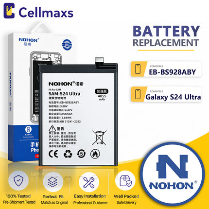 Nohon Battery EB-BS928ABY 4855mAh For Samsung Galaxy S24 Ultra S928 SM-S928B SM-S928B/DS SM-S928U Battery Replacement With Tools Adhesive