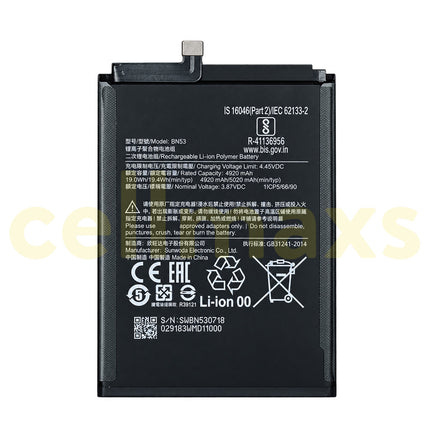 Cellmaxs Battery BN53 5020mAh For Xiaomi Redmi Note 9 10 Pro 4G M2003J6B2G M2101K6G M2101K6R Battery Replacement With Tools Adhesive