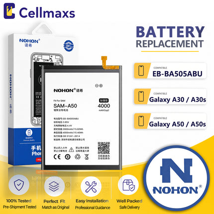 Nohon Battery EB-BA505ABU 3900mAh For Samsung Galaxy A20 A30 A30s A50 A50s A205 A305 A505 A507 Battery Replacement With Tools Adhesive