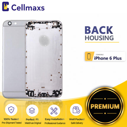 Cellmaxs For iPhone 6 Plus Back Housing Cover Replacement With Wireless Charging Power Volume Flex Camera Lens Button Keys Sim Card Tray Free Tools