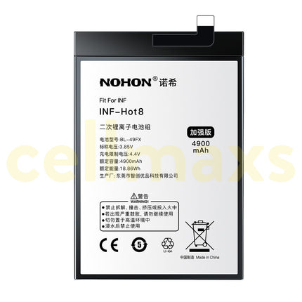 Nohon Battery BL-49FX 4900mAh For Infinix Smart 5 6 Hot 8 9 X650 X651 X655 X657 Battery Replacement With Tools Adhesive
