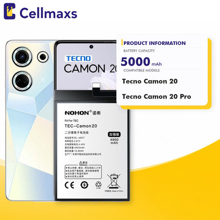 Nohon Battery BL-49OT For Tecno Camon 20 Pro CK6 CK6n CK7n 4900mAh Battery Replacement With Tools Adhesive