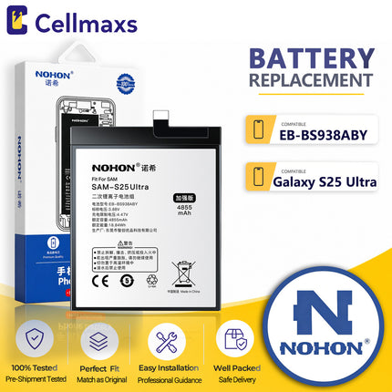 Nohon Battery EB-BS938ABY 4855mAh For Samsung Galaxy S25 Ultra S938 SM-S938B SM-S938B/DS SM-S938U Battery Replacement With Tools Adhesive