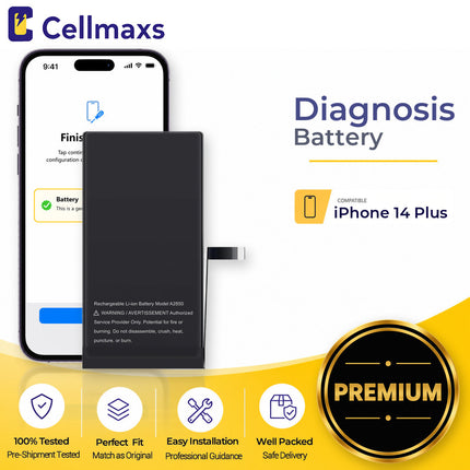 Cellmaxs Diagnostic Battery For iPhone 14 Plus 4770mAh Pass Repair Assistant Battery Replacement With Tools Adhesive