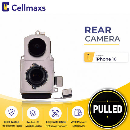 Cellmaxs For iPhone 16 Back Rear Camera Module Replacement with Programmed Flex No Pop-Up Option