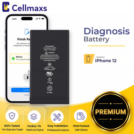 Cellmaxs Diagnostic Battery For iPhone 12 3320mAh Pass Repair Assistant Battery Replacement With Tools Adhesive