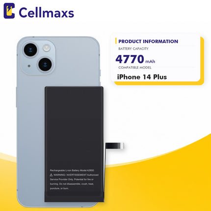 Cellmaxs Diagnostic Battery For iPhone 14 Plus 4770mAh Pass Repair Assistant Battery Replacement With Tools Adhesive