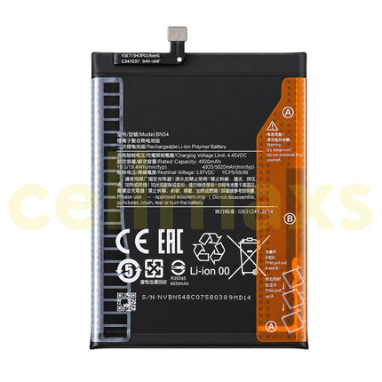Cellmaxs Battery BN54 5020mAh For Xiaomi Redmi Note 9 10X 4G M2003J15SC M2003J15SG M2003J15SS M2003J15SC Battery Replacement With Tools Adhesive