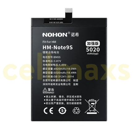 Nohon Battery BN55 5020mAh For Xiaomi Redmi Note 9S 9 Pro Max M2003J6A1G M2003J6B1I Battery Replacement With Tools Adhesive