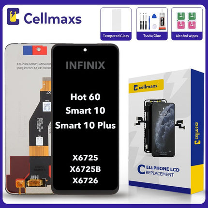 For INFINIX Smart 10 Plus Hot 60 X6725 X6725B X6726 X6726B LCD Touch Screen Replacement With Frame