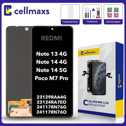For XIAOMI REDMI Note 13 4G Note 14 4G 5G Poco M7 Pro 23129RAA4G 23124RA7EO 24117RN76G 24094RAD4G 24094RAD4C AMOLED LCD Touch Screen Replacement