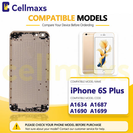 Cellmaxs For iPhone 6S Plus Back Housing Cover Replacement With Wireless Charging Power Volume Flex Camera Lens Button Keys Sim Card Tray Free Tools